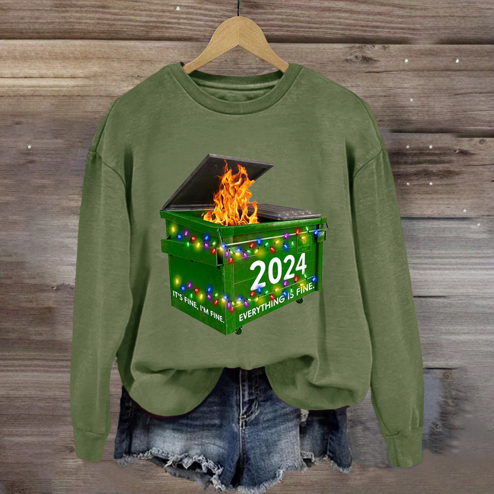 Everything Is Fine Funny Dumpster Fine Christmas Sweatshirt