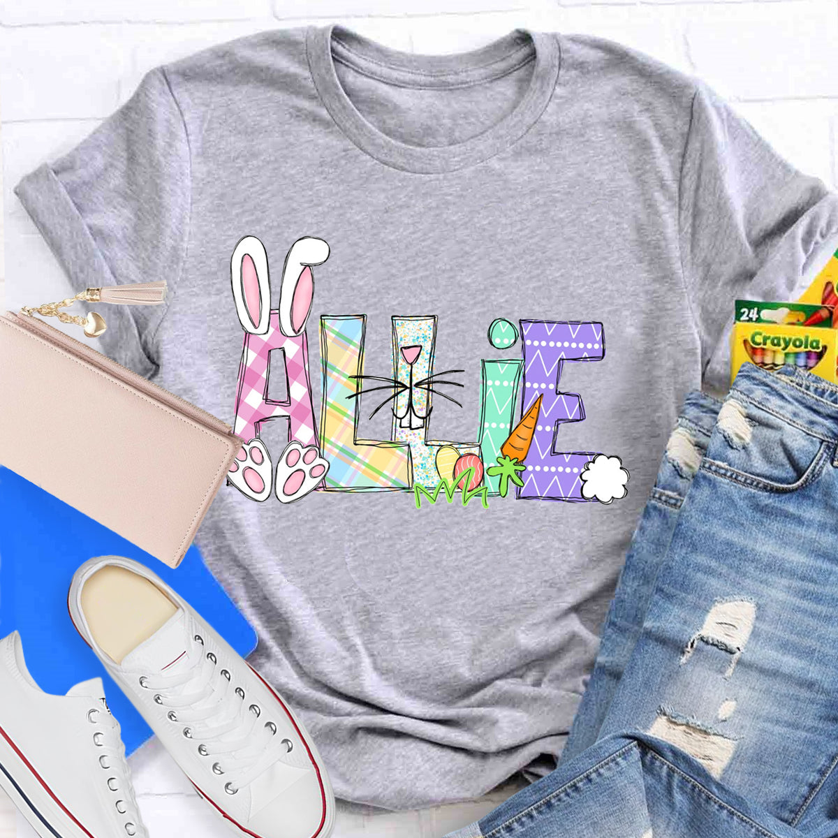 Personalized Name Easter Bunny Teacher T-Shirt