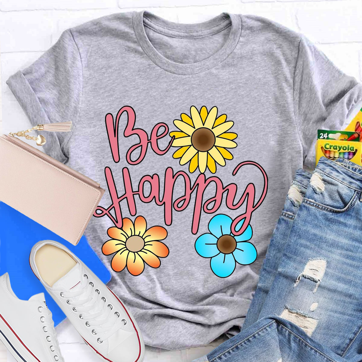 Be Happy Brighter Flower T-Shirt