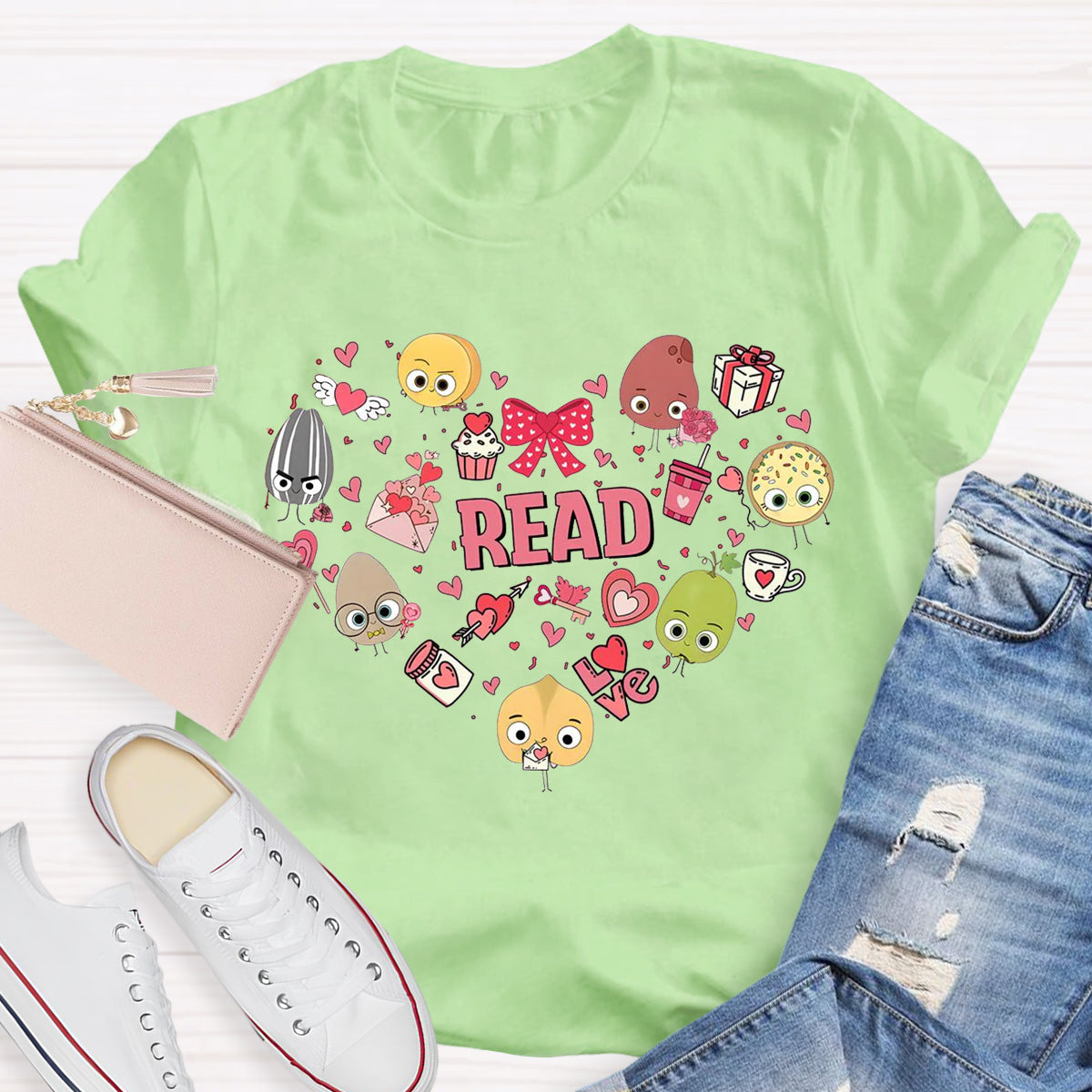 Love Reading Tiny Human Book Lover Teacher T-Shirt