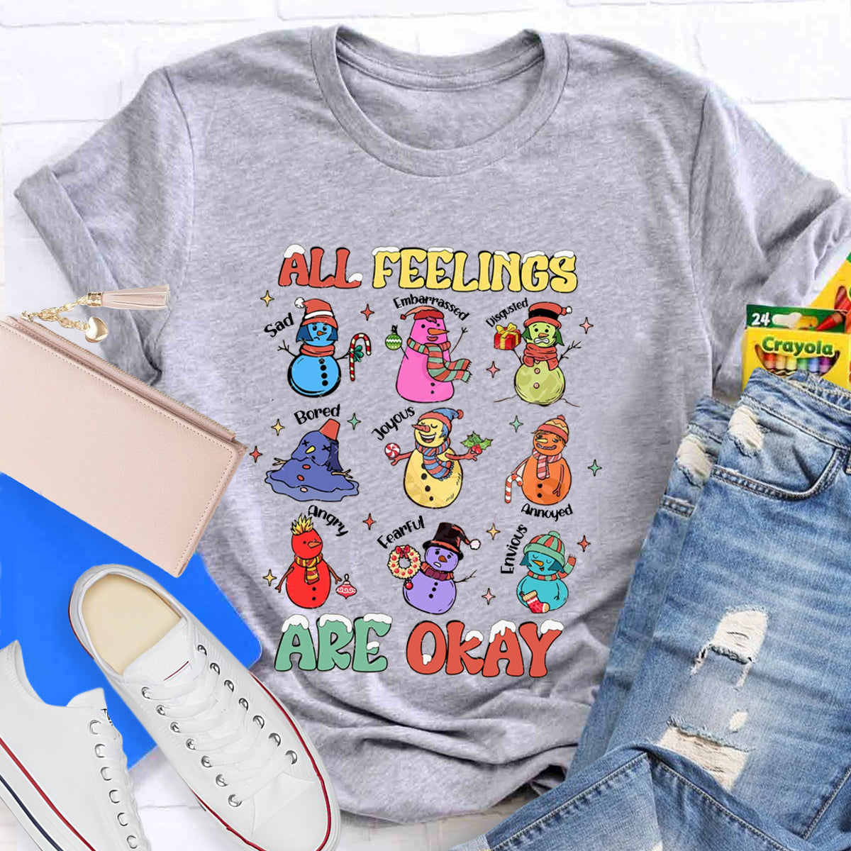 All Feelings Are Okay Snowman Feelings T-Shirt