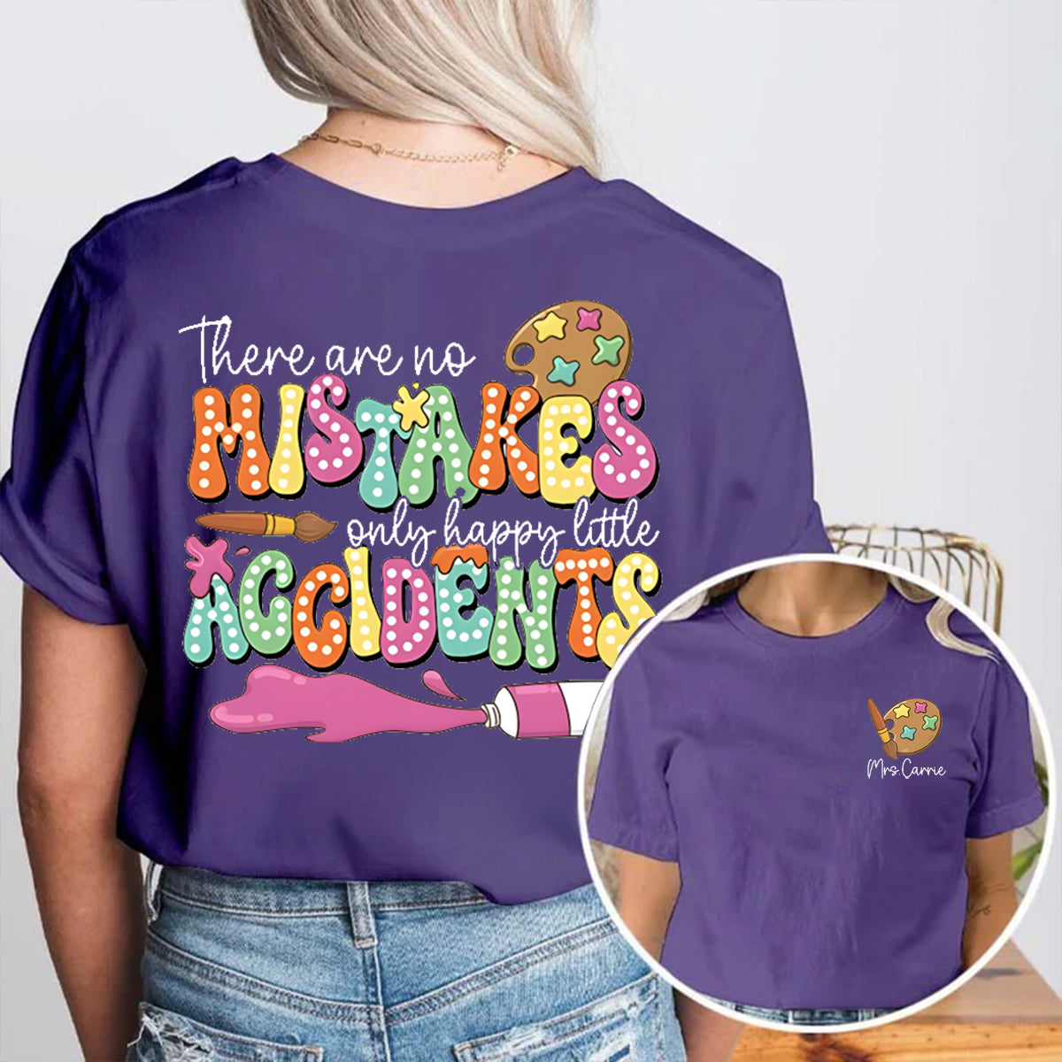 Personalized Name Happy Little Accidents Double Printed T-shirt