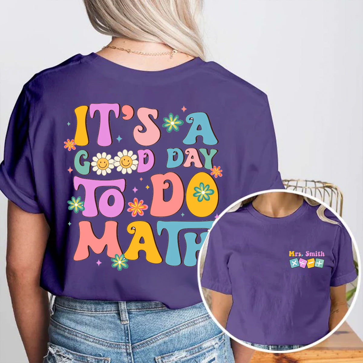 Personalized Name It's A Good Day To Do Math Double Printed T-shirt