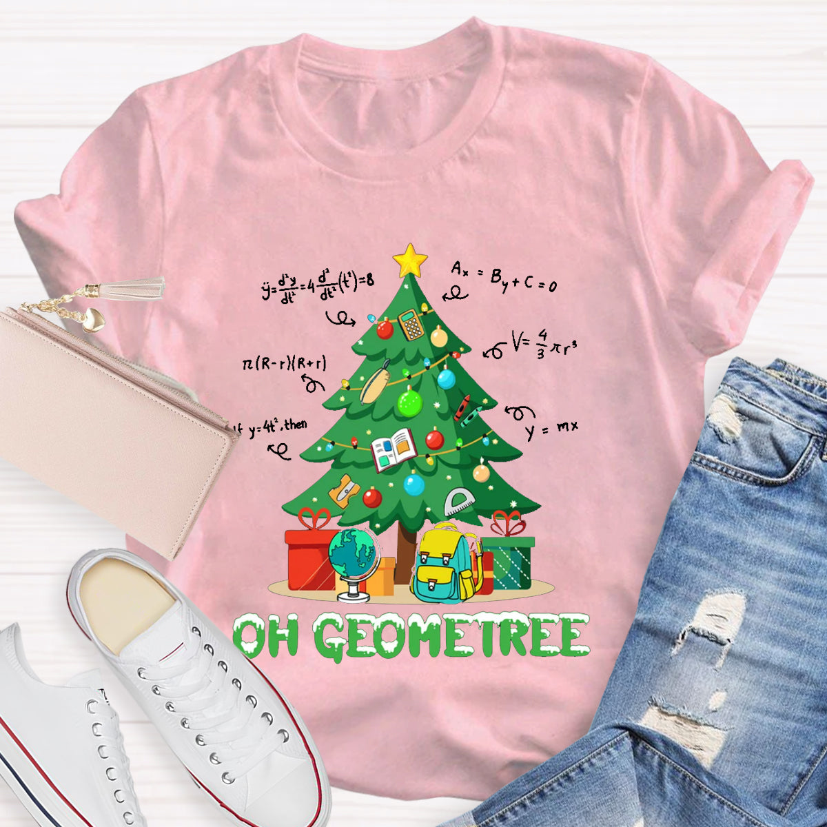 Oh Geometree Funny Math Xmas Teacher T-Shirt