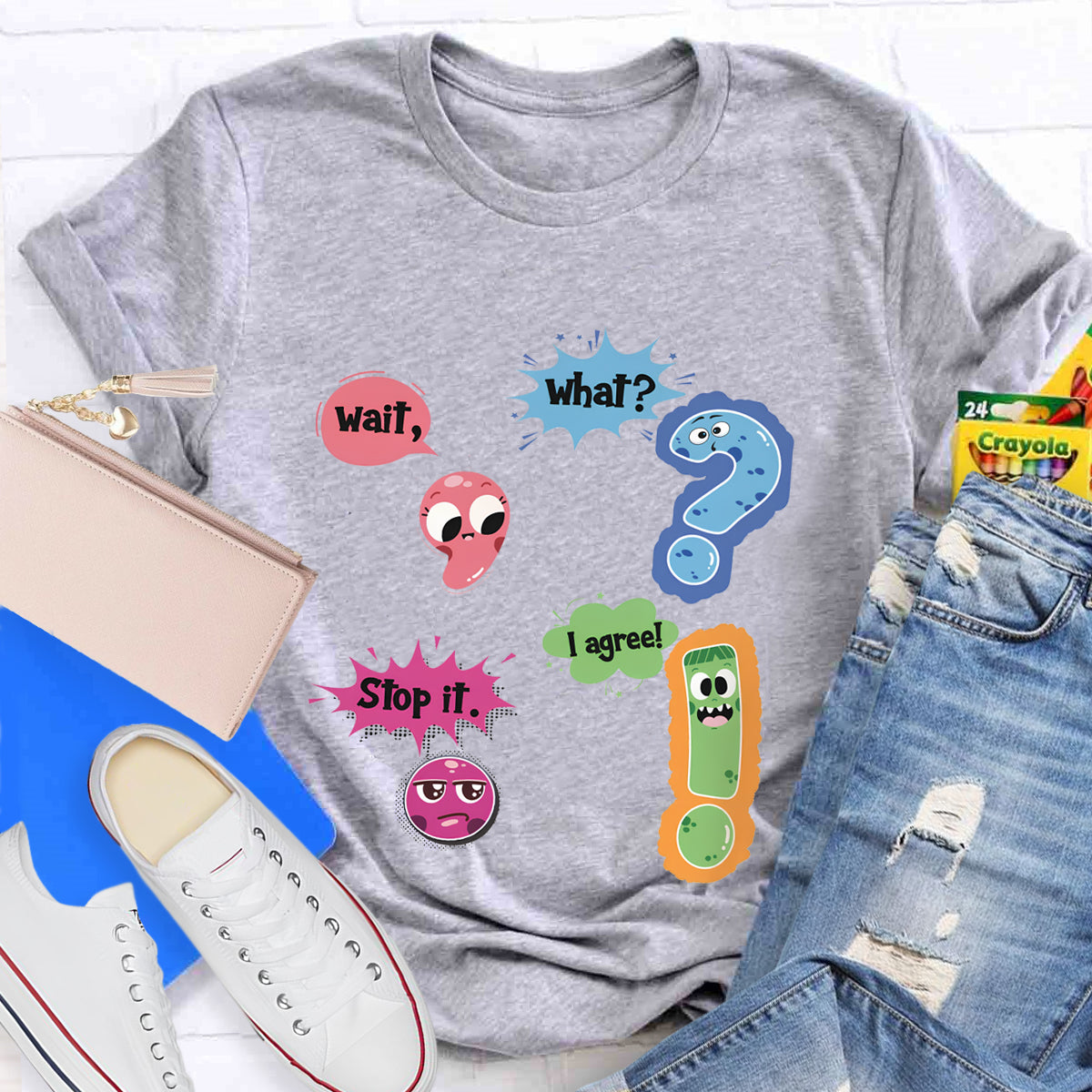 Wait What Funny Grammar Teacher T-Shirt