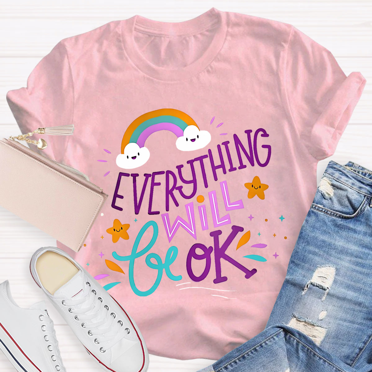 Everything Will Be Ok Rainbow T-Shirt