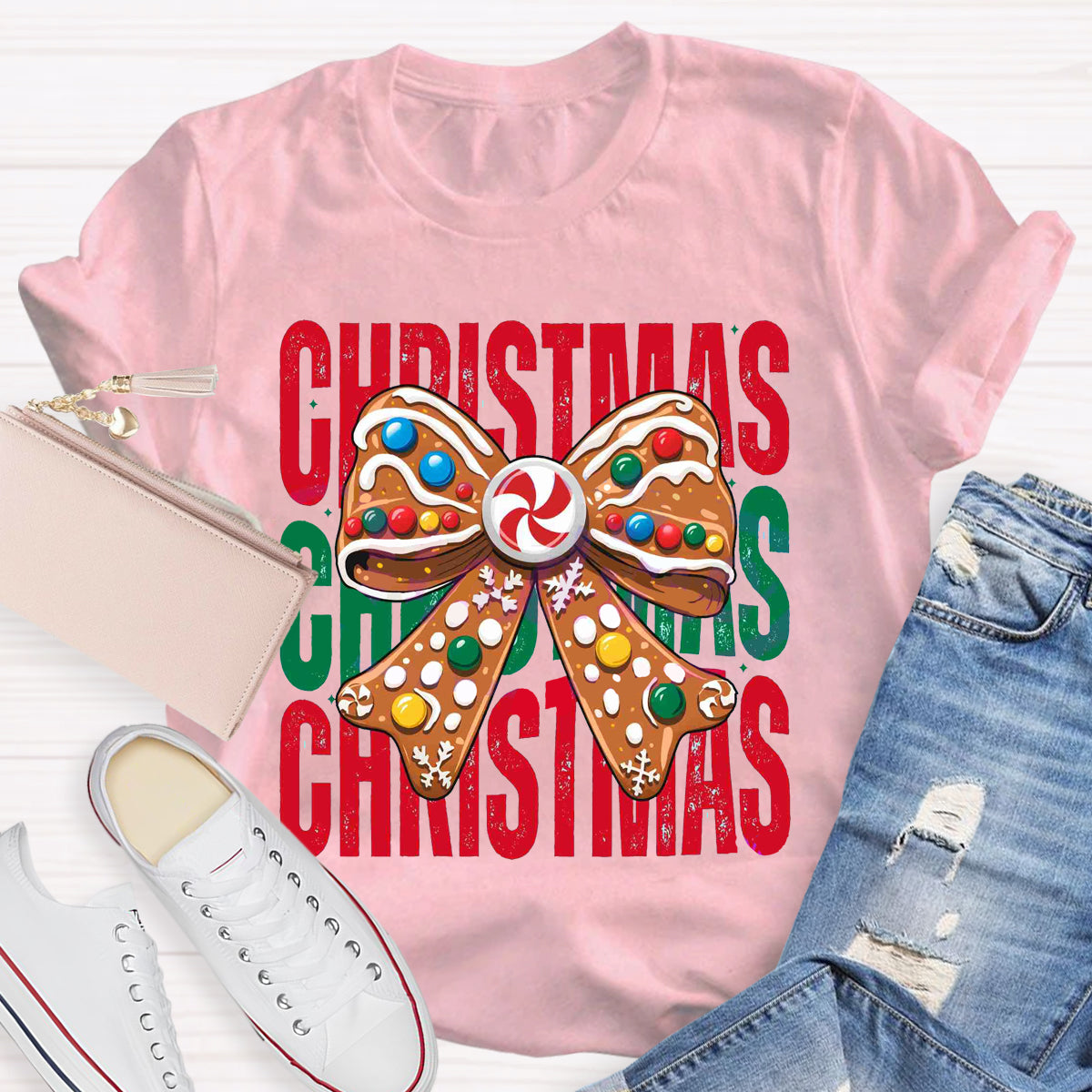 Nice Coquette Bow gingerbread Christmas T-Shirt