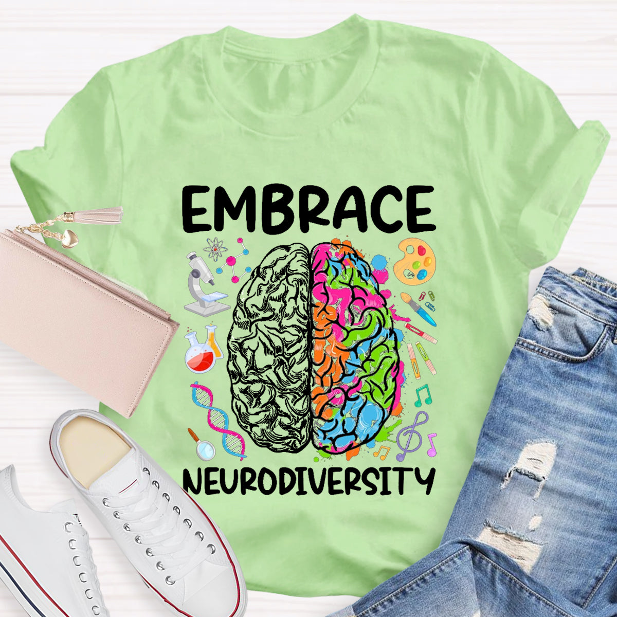 Embrace Neurodiversity Brain Teacher T-Shirt