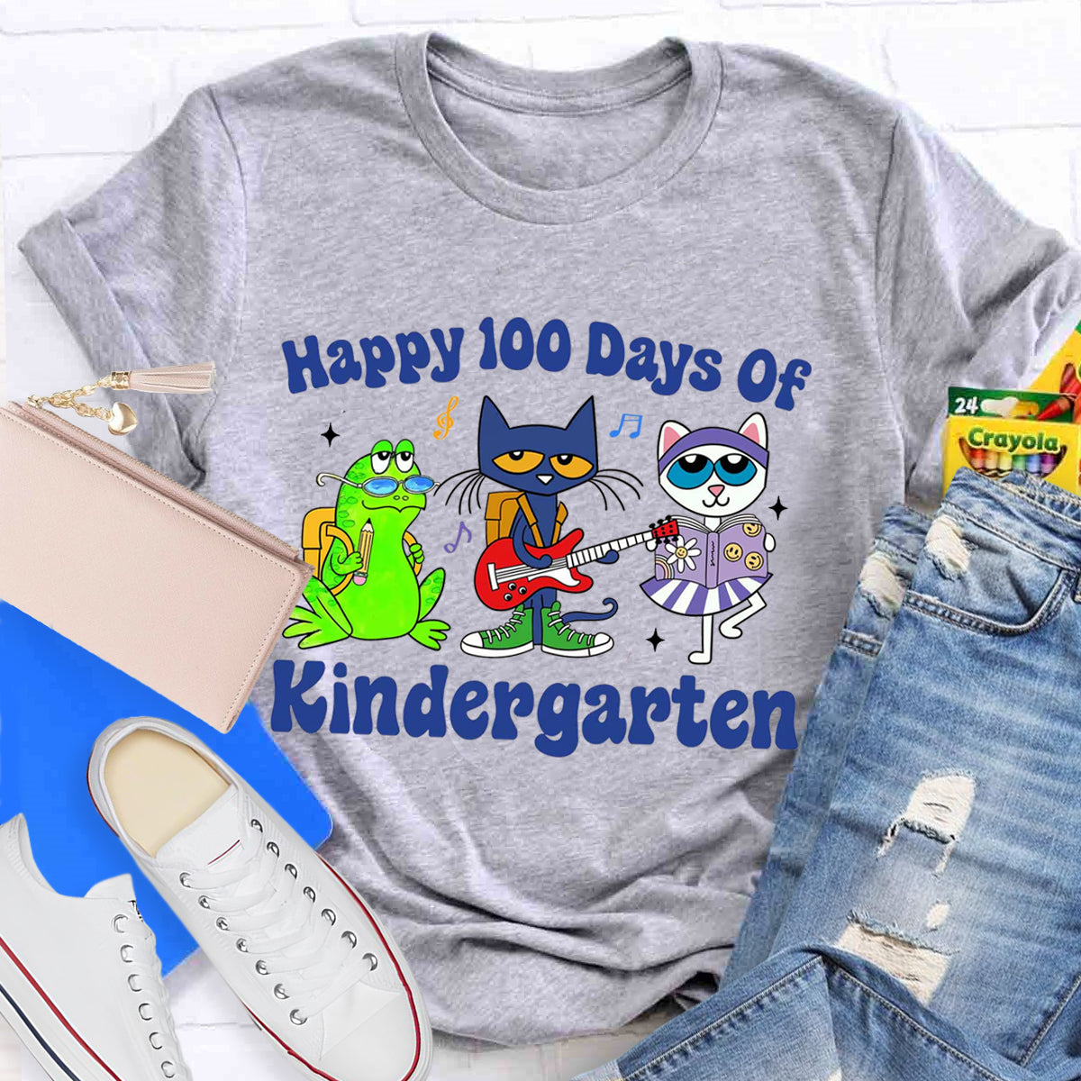 Personalized Grade Happy 100 Days Of Kindergarten Teacher T-Shirt