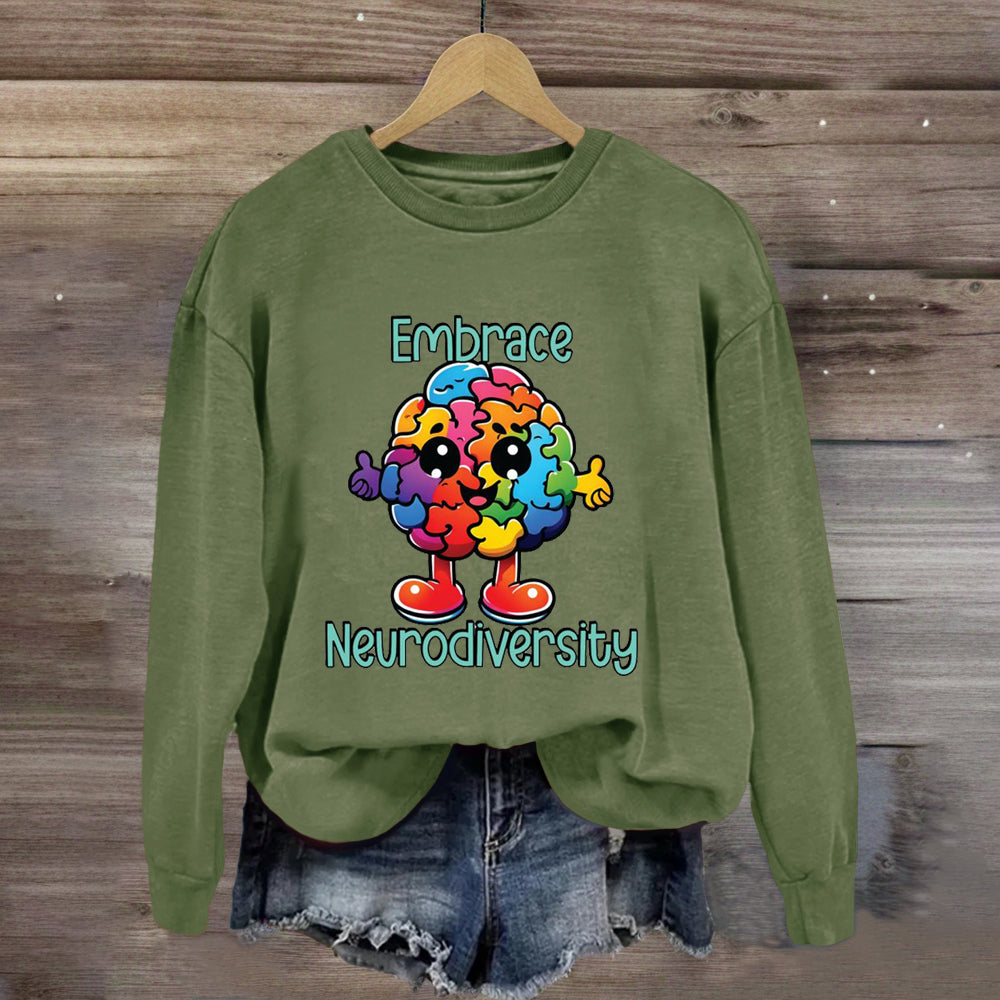 Embrace Neurodiversity Colorful BrainSweatshirt