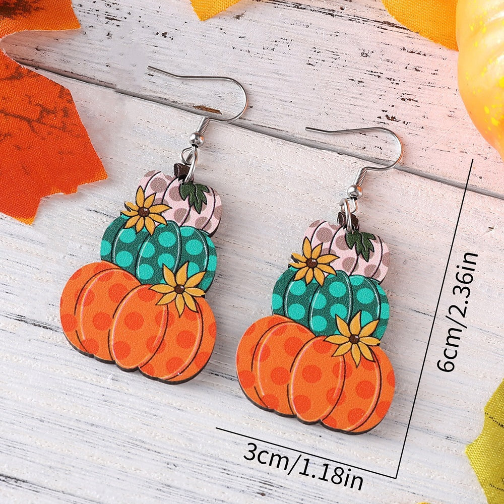 Thanksgiving Fall Harvest Plaid Pumpkin Earrings