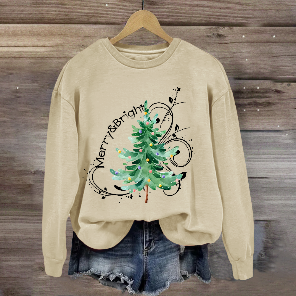 Merry And Bright Christmas Tree Sweatshirt