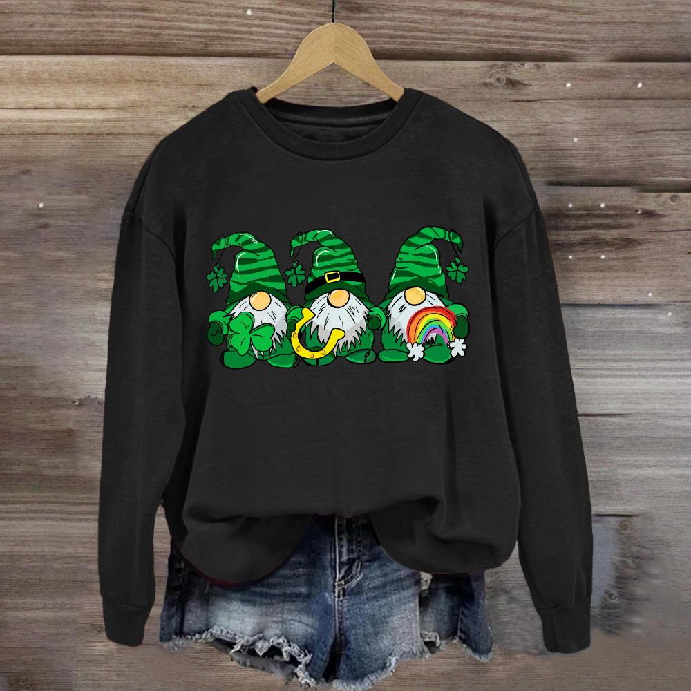 Three St Patricks' Day Gnome With Rainbow Sweatshirt