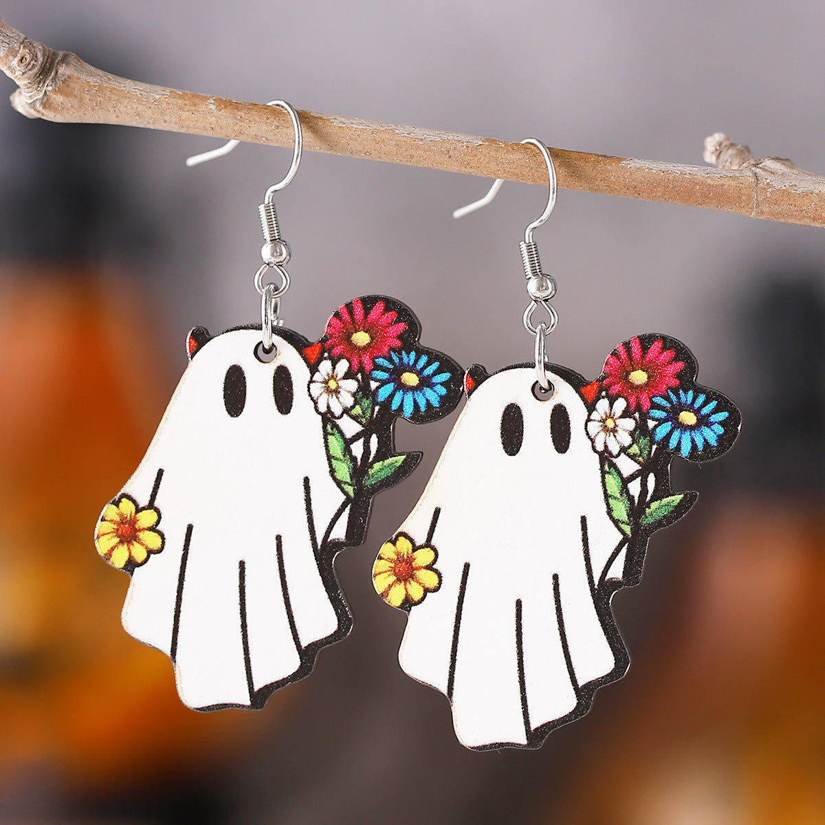 Cute Ghost Flower Book Pocket Ghost Pendant
