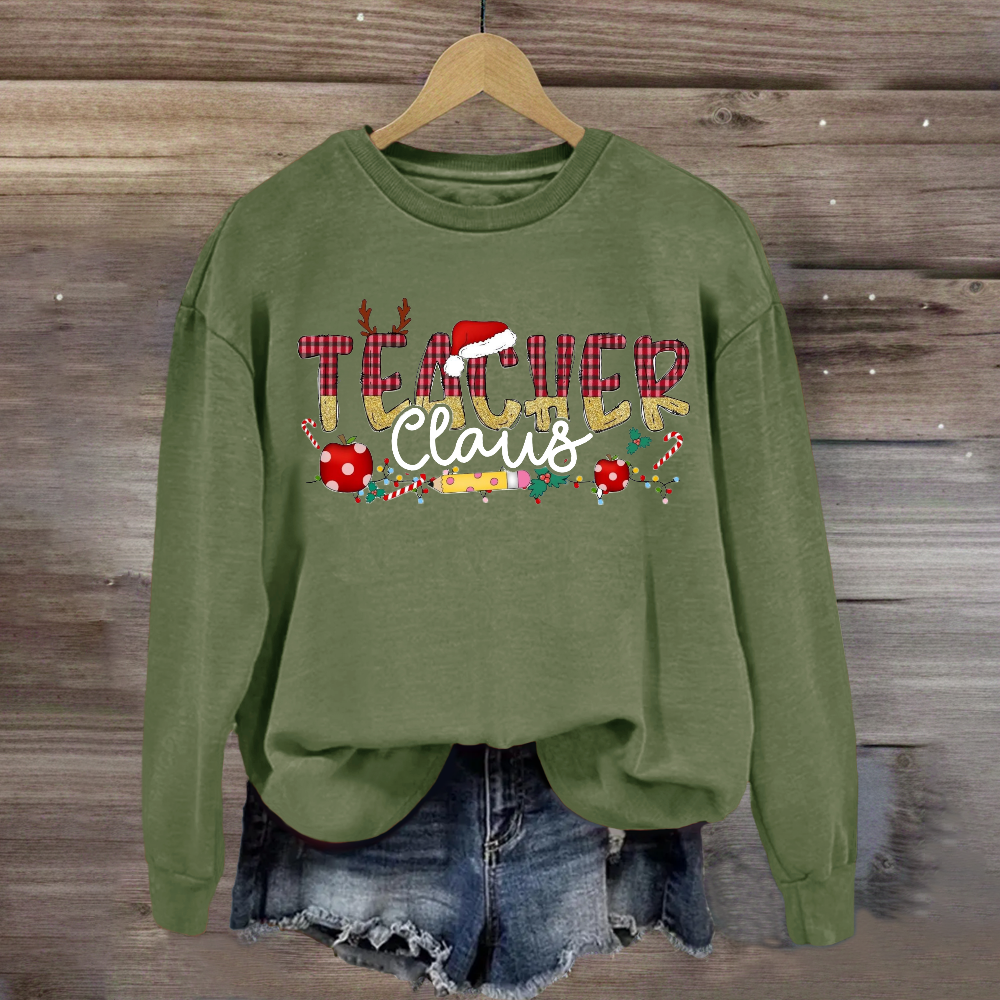 Teacher Claus Holly Teacher Christmas Sweatshirt