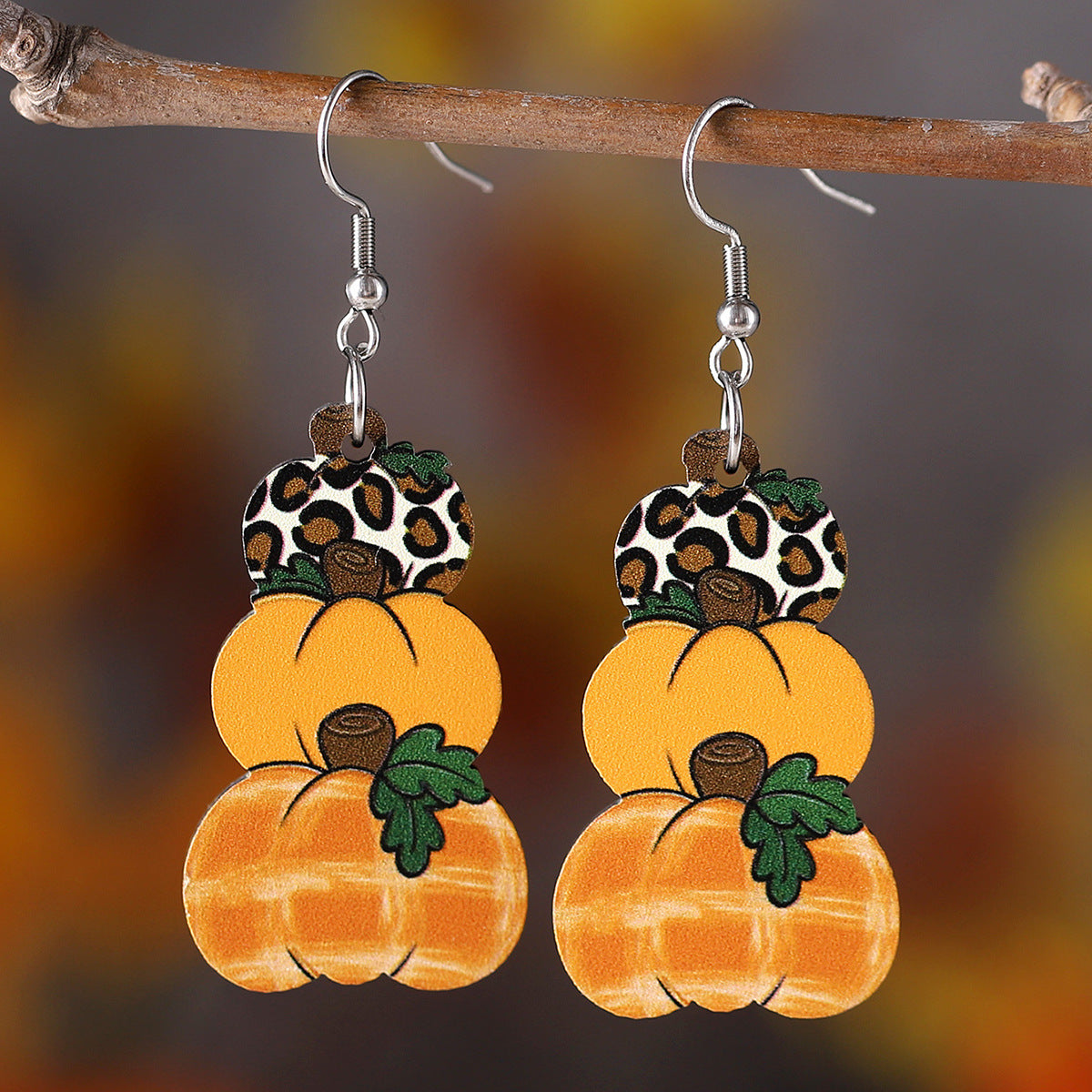 Thanksgiving Fall Harvest Plaid Pumpkin Earrings