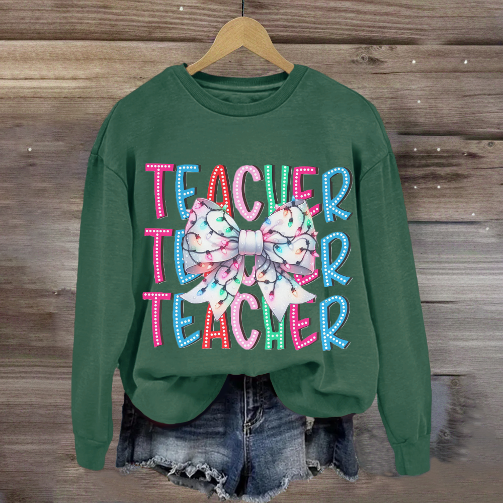 Christams Teacher Bow Sweatshirt