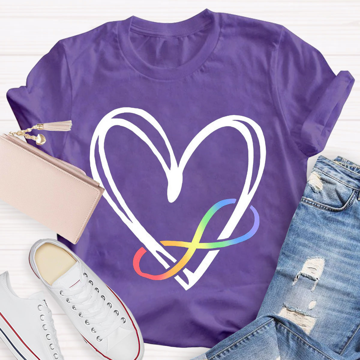 Infinity Heart Autism Awareness Love Needs No Words T-Shirt