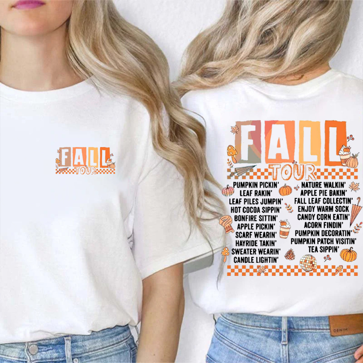 Fall Tour Pumpkin Gardening Double Printed T-shirt