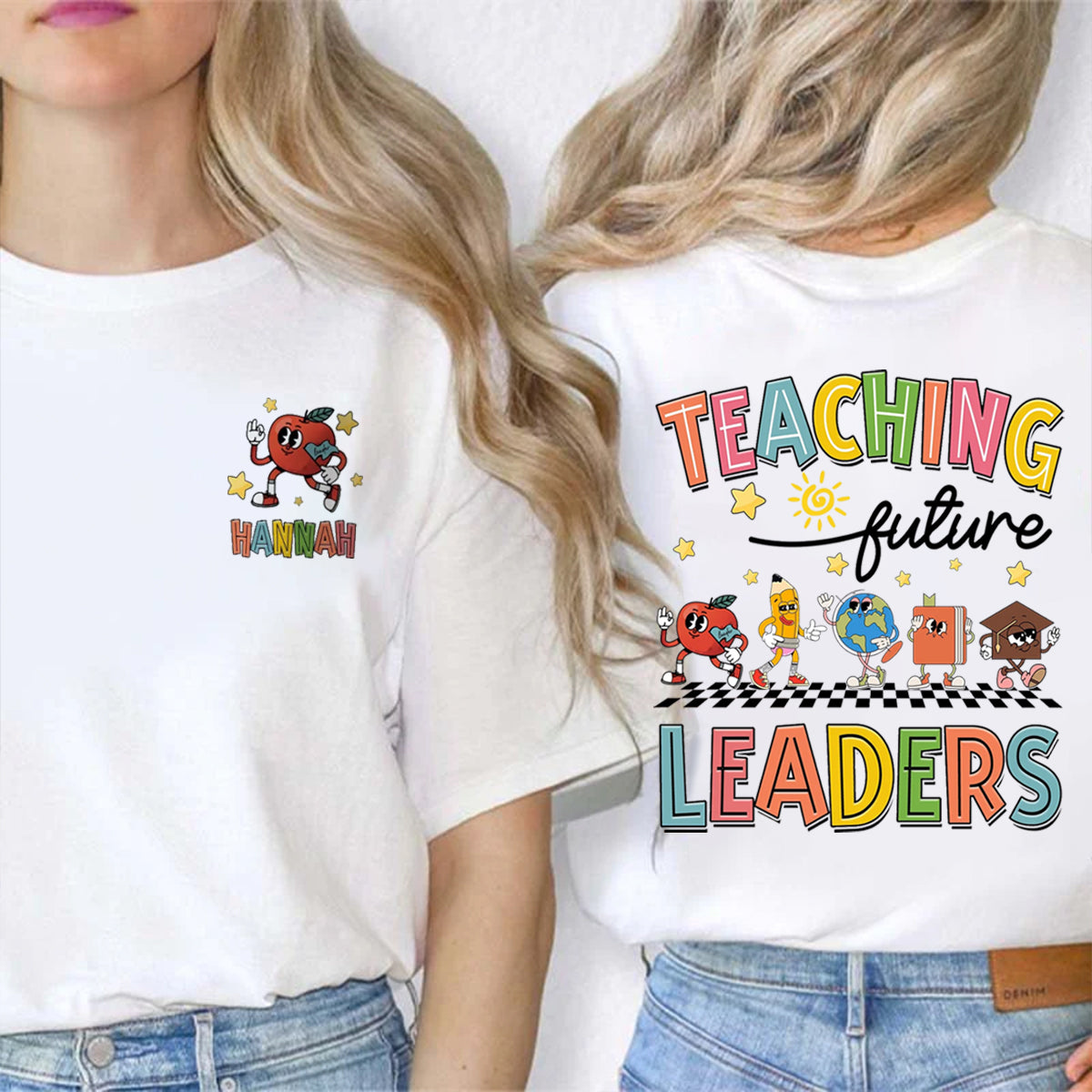 Personalized Name Teaching Future Leaders Double Printed T-shirt