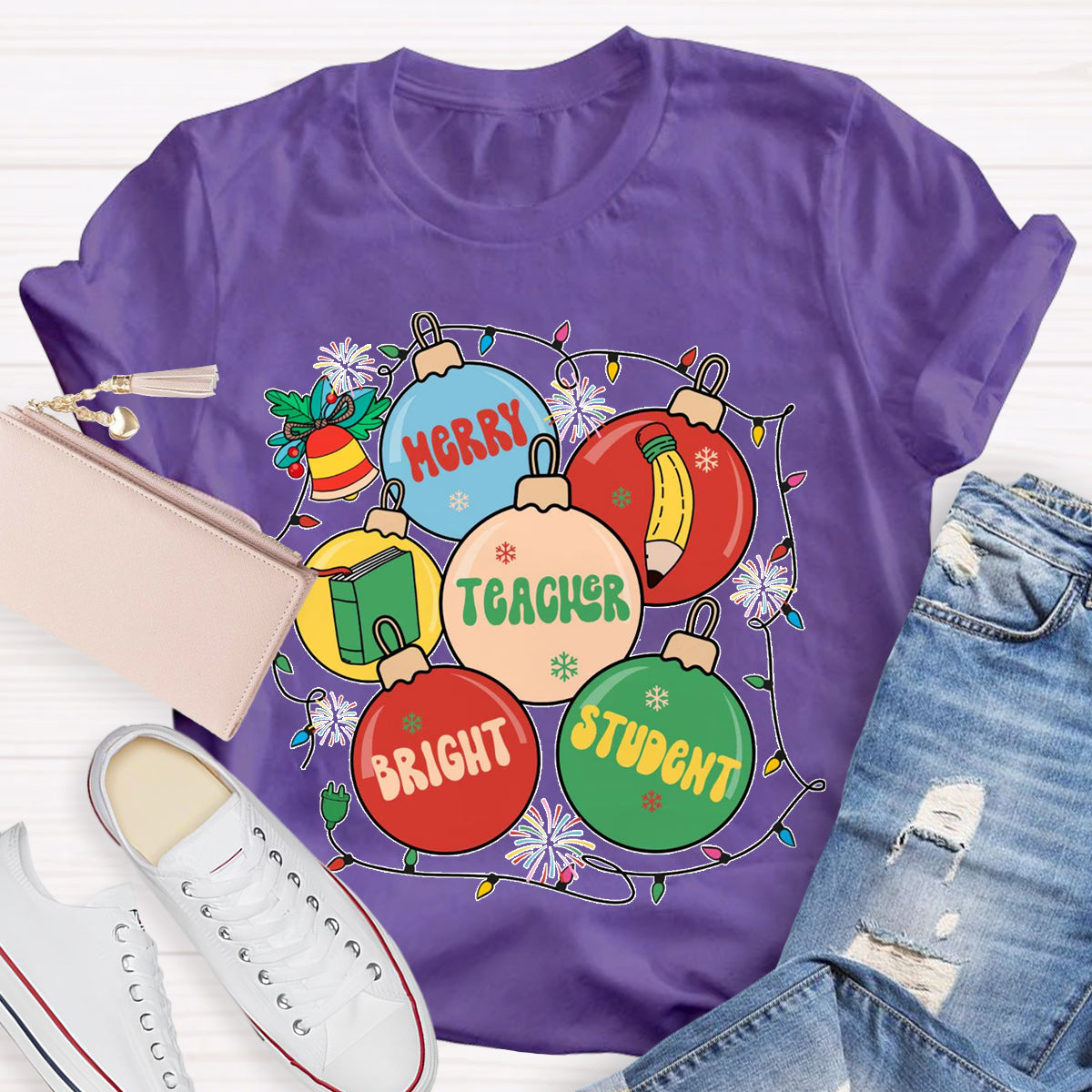 Merry Teacher  Bright Students T-Shirt