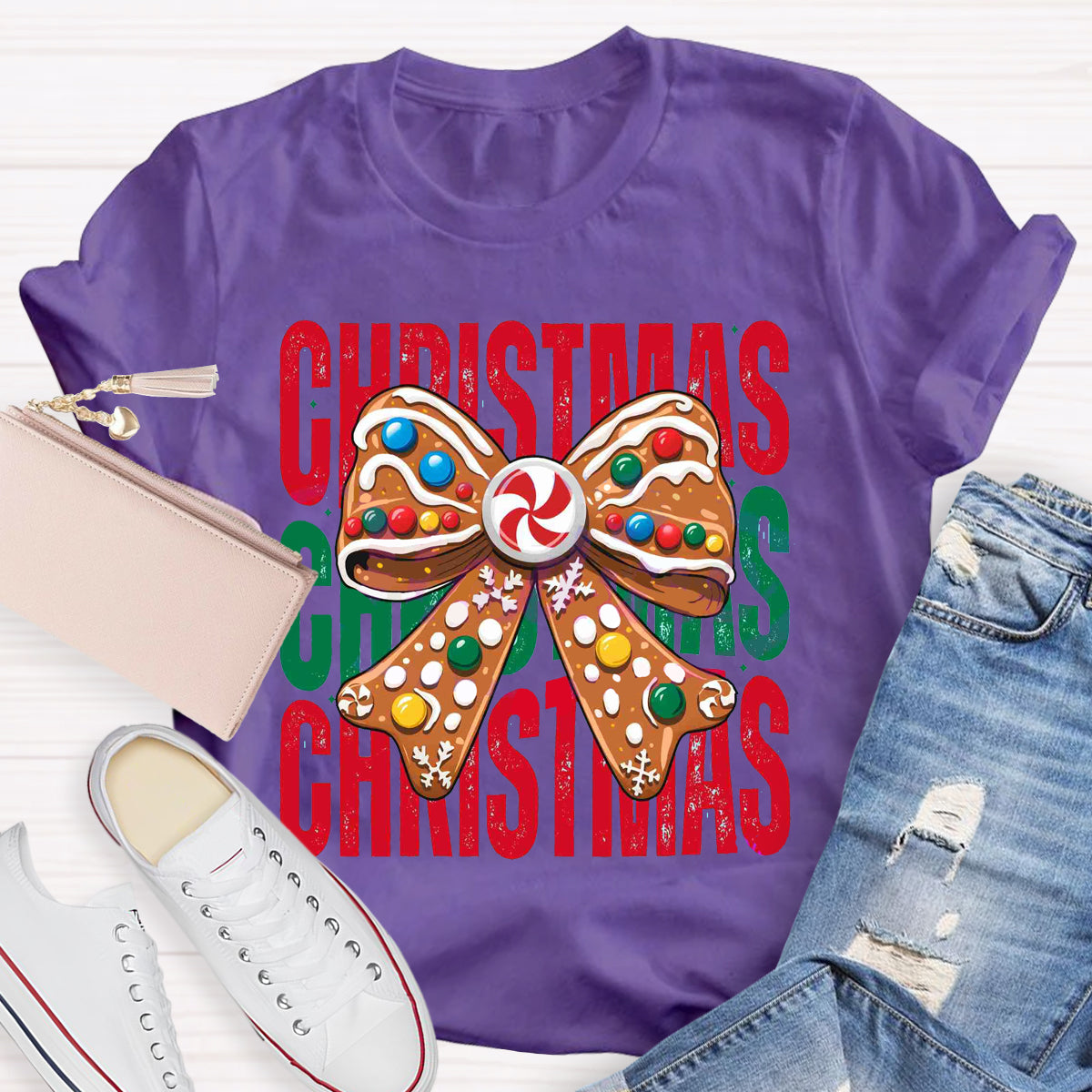 Nice Coquette Bow gingerbread Christmas T-Shirt