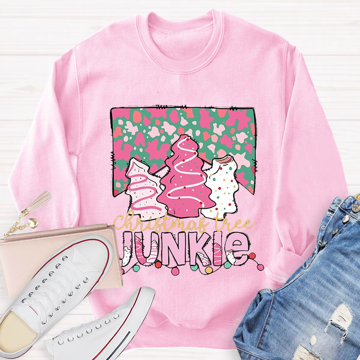 Christmas Tree Junkie Teacher Sweatshirt