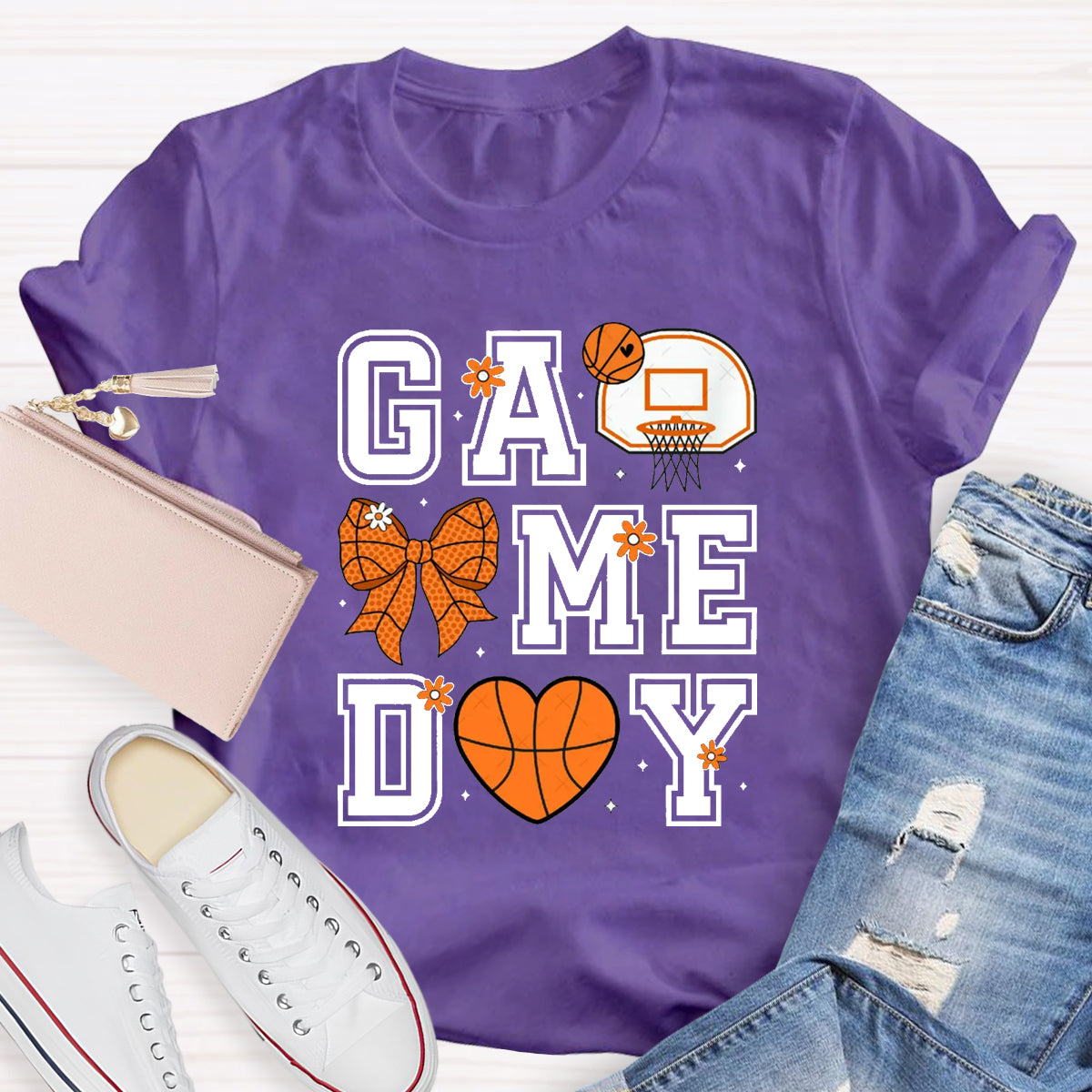 Game Day Bow Basketball T-Shirt