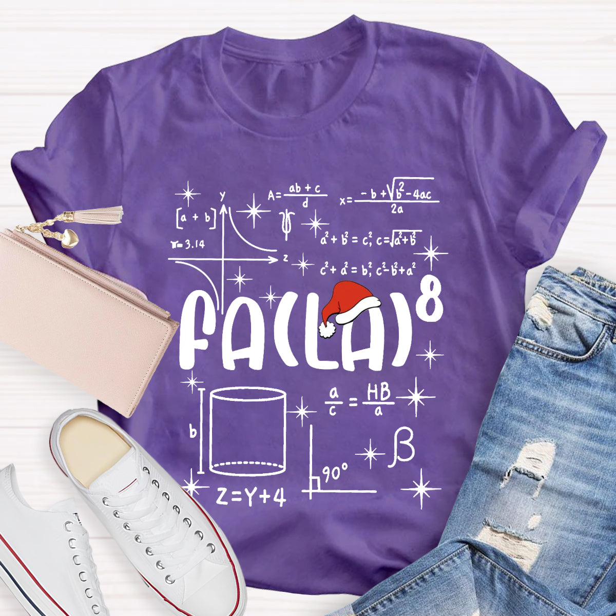 Fa La  Math Teacher Christmas T-Shirt