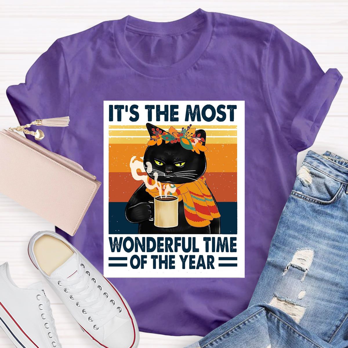 Black Cat It's The Most Wonderful Time Of The Year T-Shirt