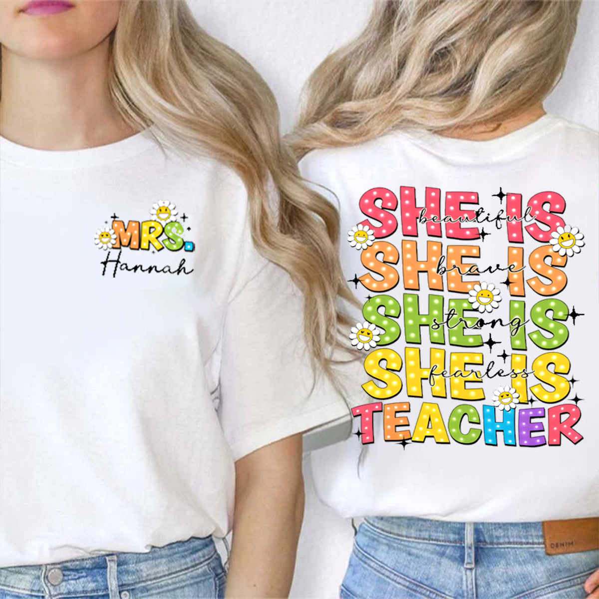 Personalized Name She Is Beautiful Double Printed T-shirt