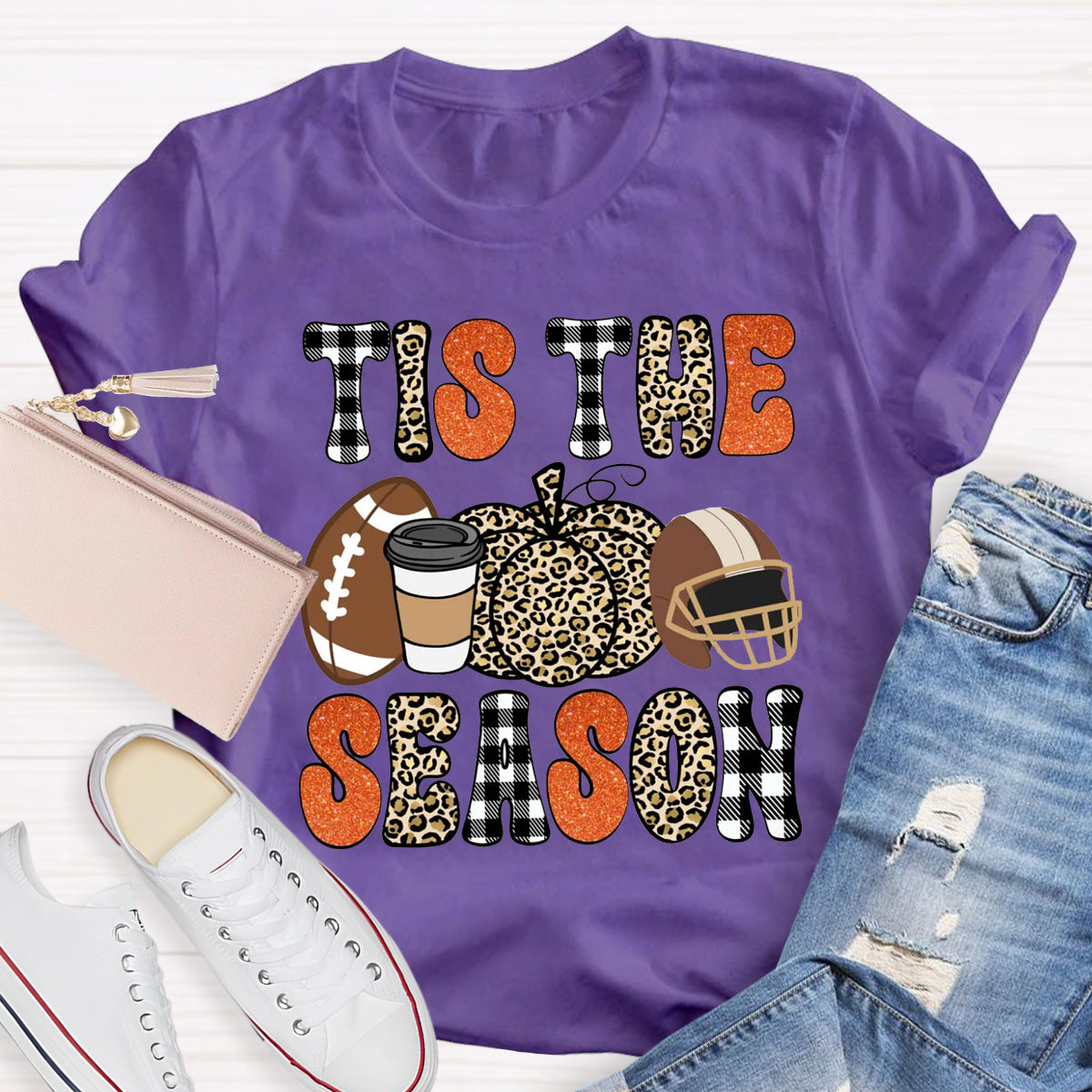 Tis The Season Game Day  Pumpkin Teacher T-Shirt