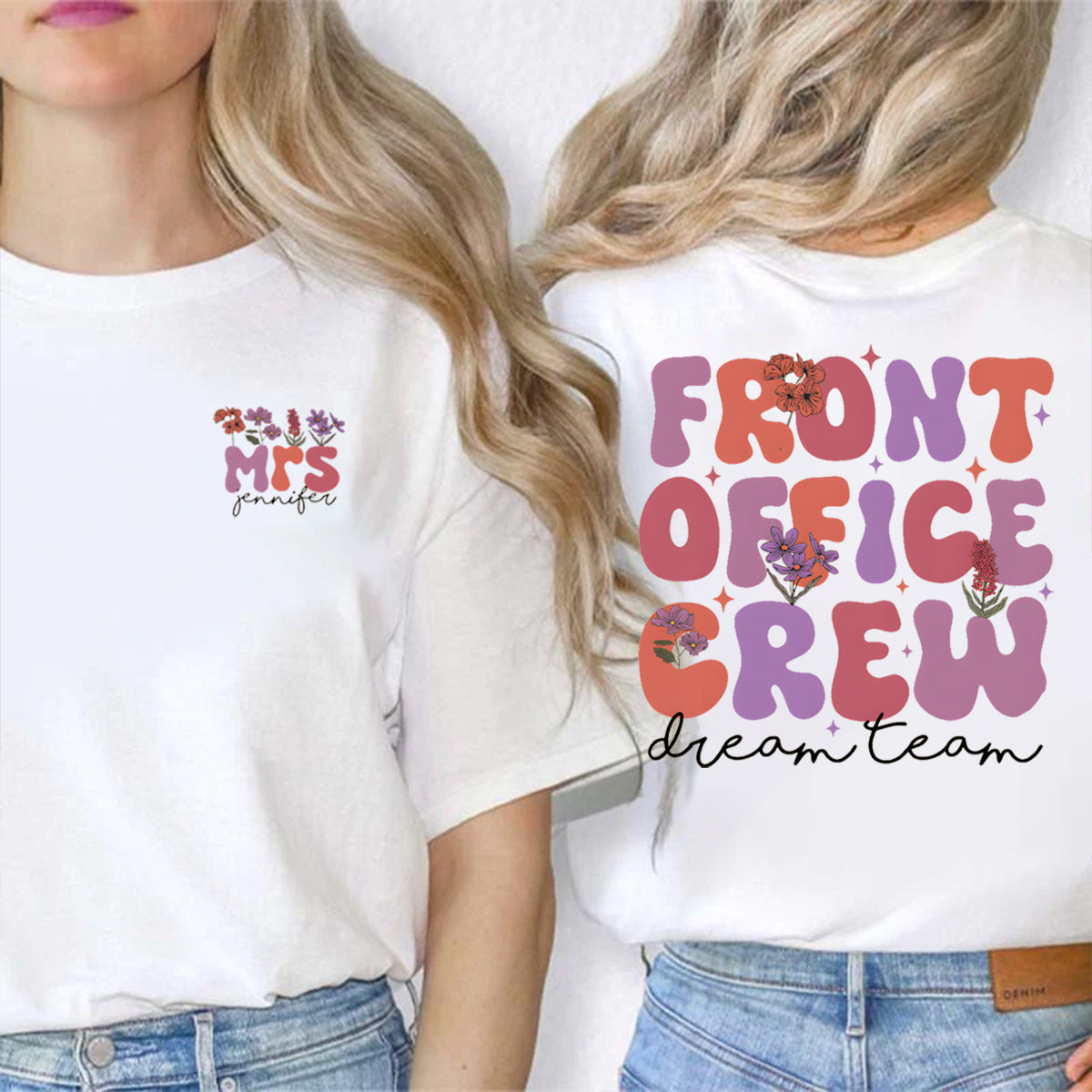 Personalized Name Front Office Double Printed T-shirt