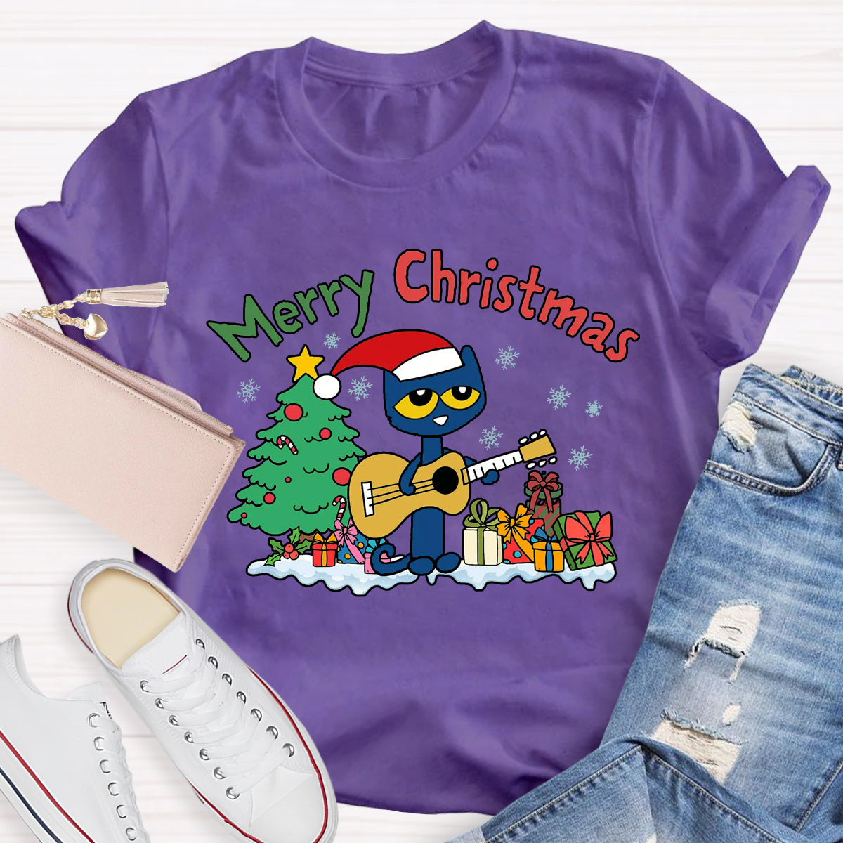 Merry Christmas Pete Groovy Cat T-Shirt