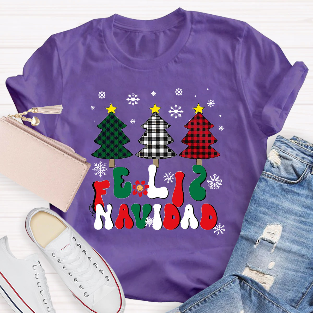 Spanish Christmas Feliz Navidad Teacher T-Shirt