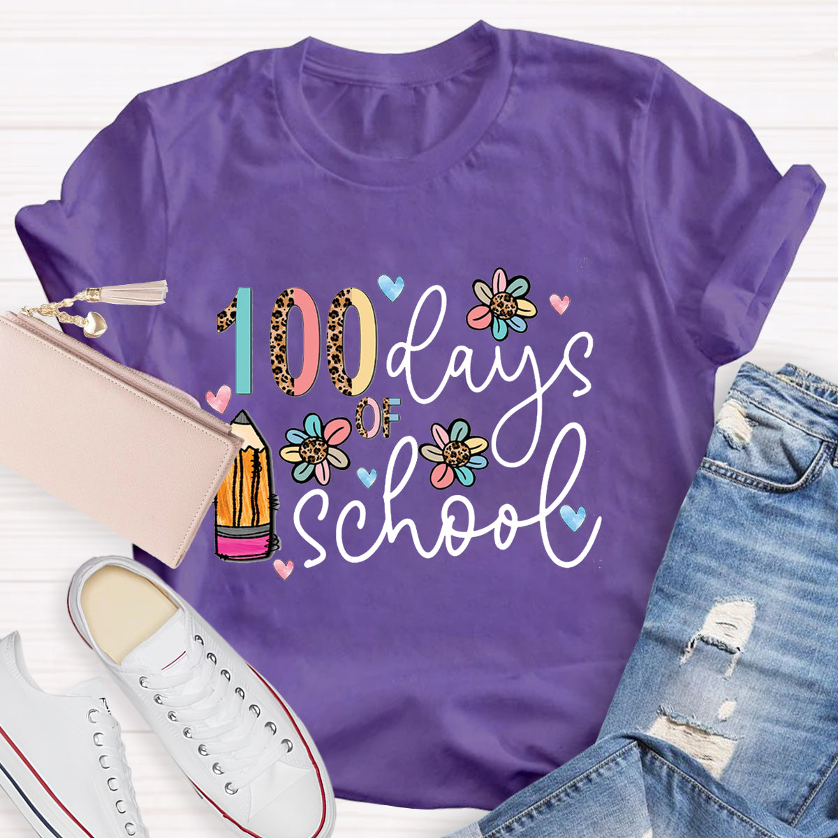 100 Days Of School Pencil Teacher T-Shirt