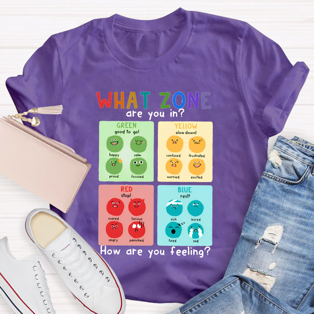 What Zone Are You In Mental Health Therapy Teacher T-Shirt