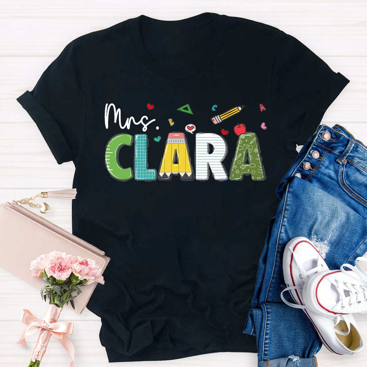 Personalized Name Mrs Clara Teacher T-Shirt