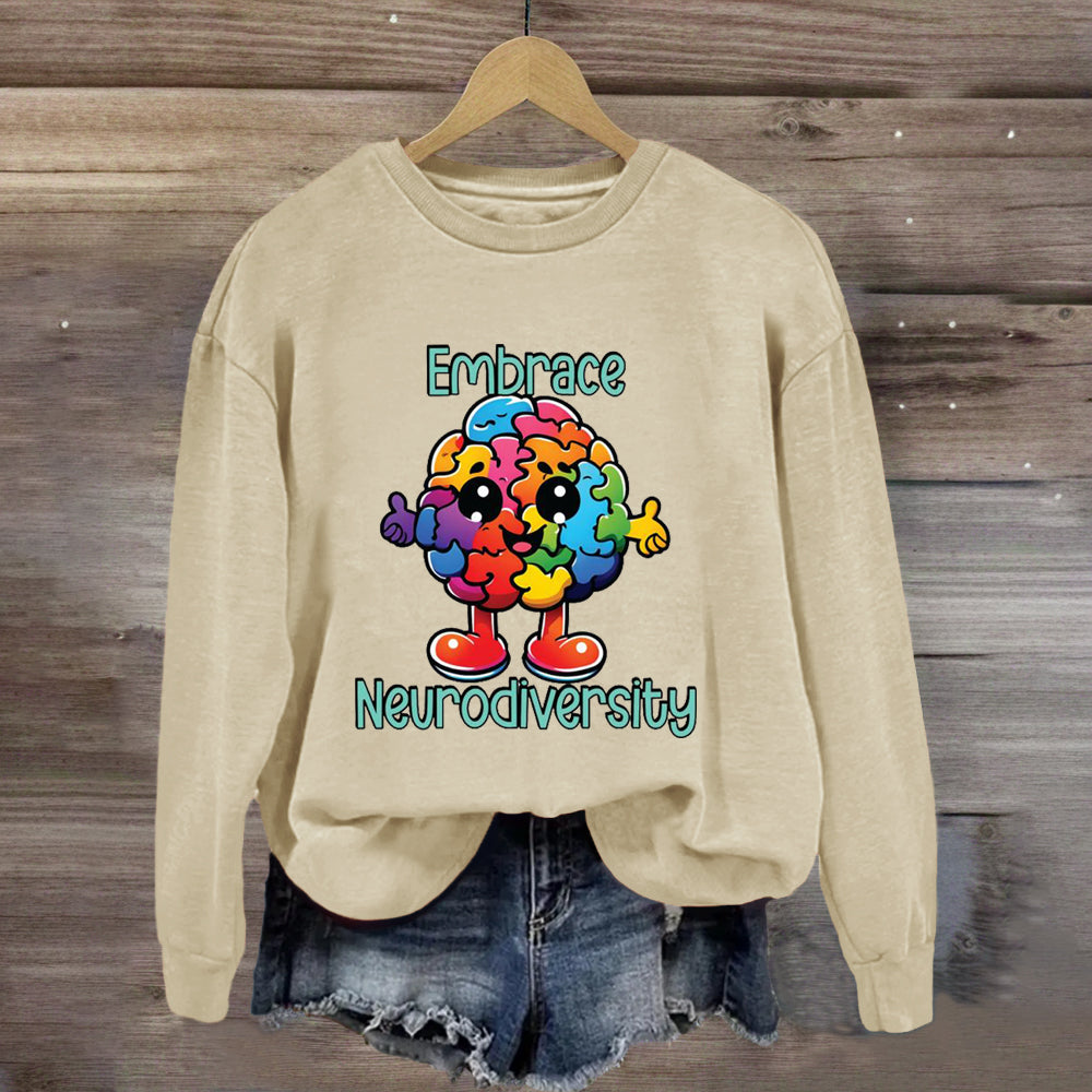 Embrace Neurodiversity Colorful BrainSweatshirt