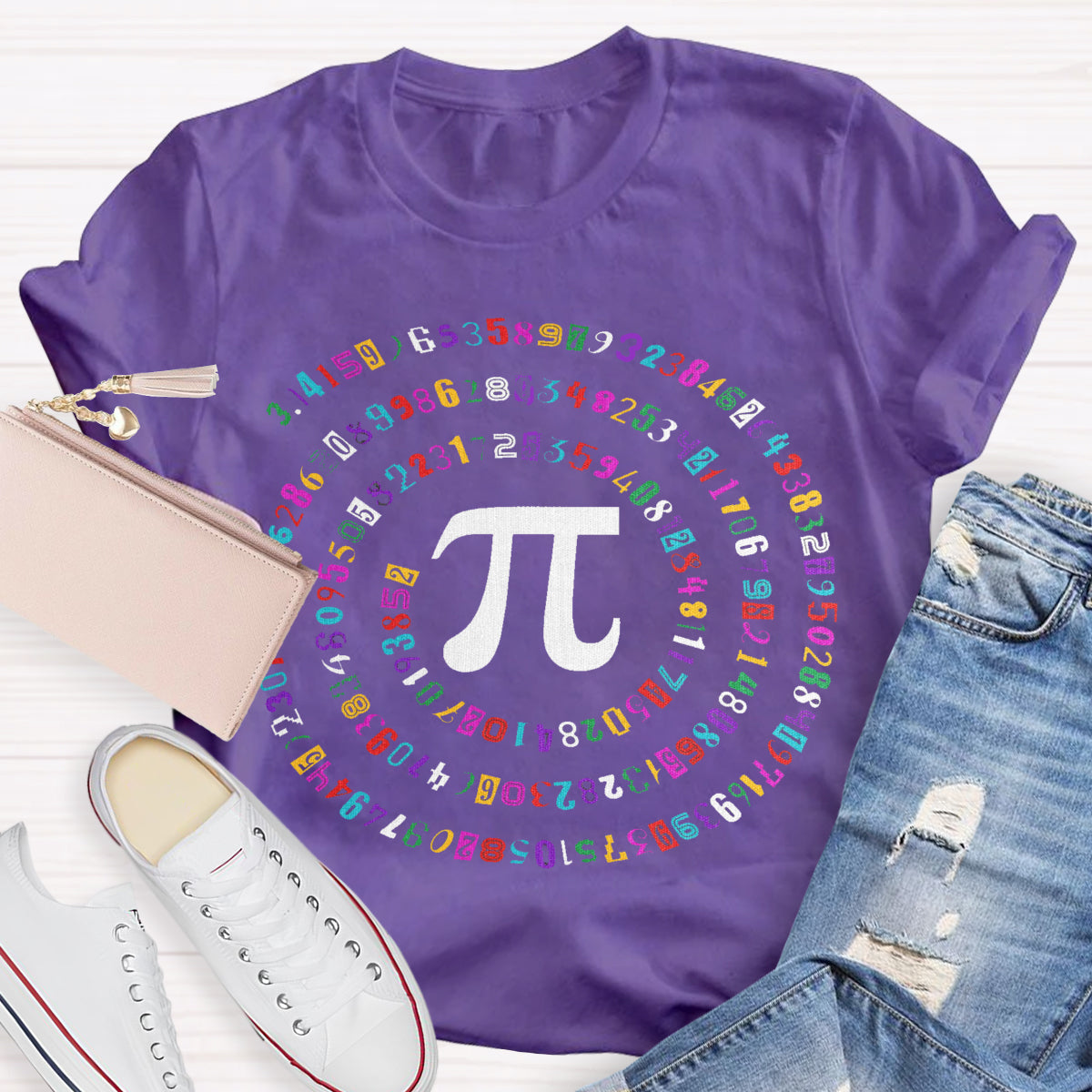 Happy Pi Day Colorful Pi Teacher T-Shirt