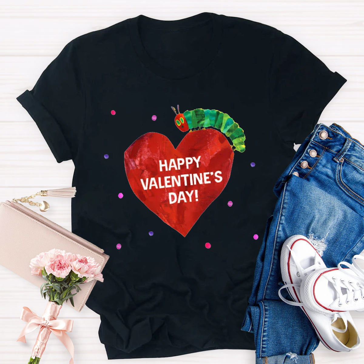 Happy Valentine's Day Caterpillar Heart T-Shirt