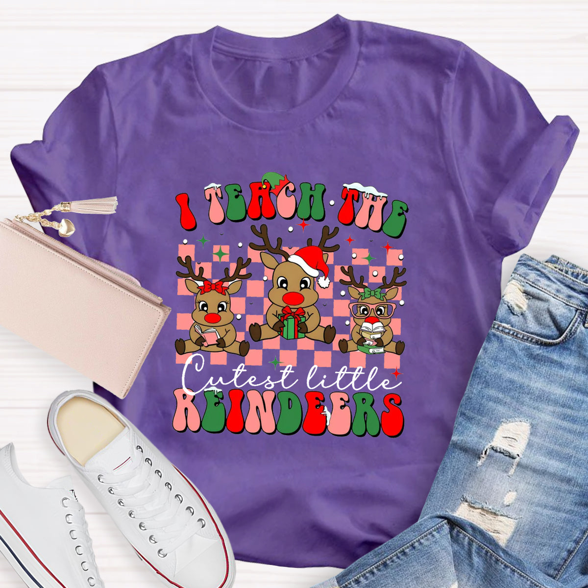 I Teach The Cutest Little Reindeers Teacher T-Shirt