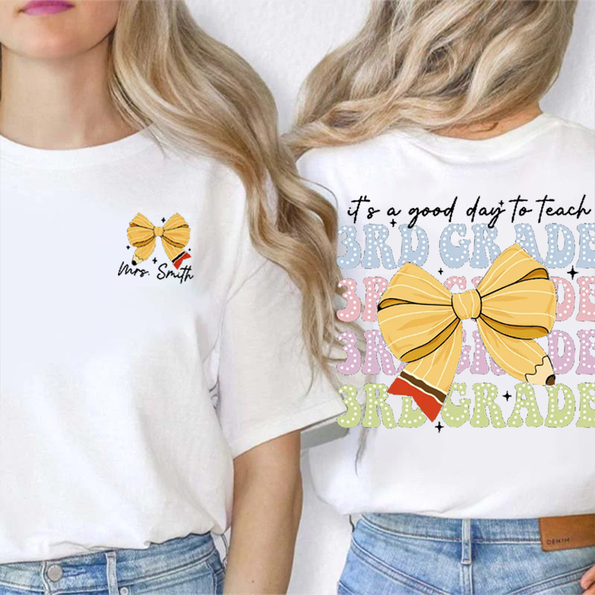 Personalized Name And Grade It's A Good To Teach 3rd Grade Double Printed T-shirt