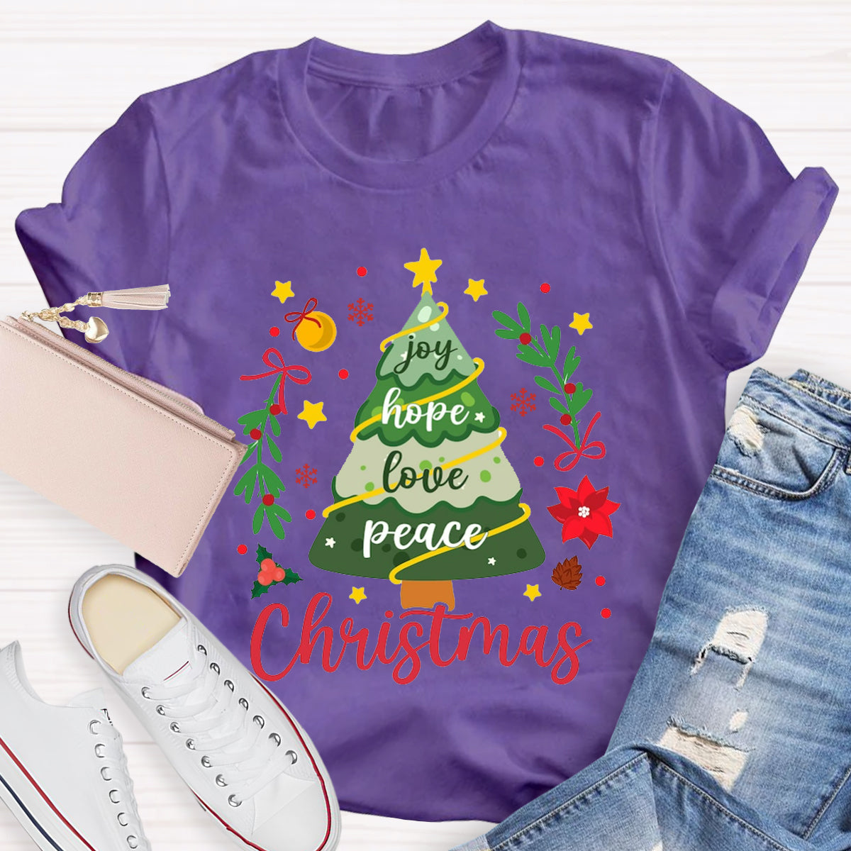 Christmas Tree Joy Hope Love Peace T-Shirt