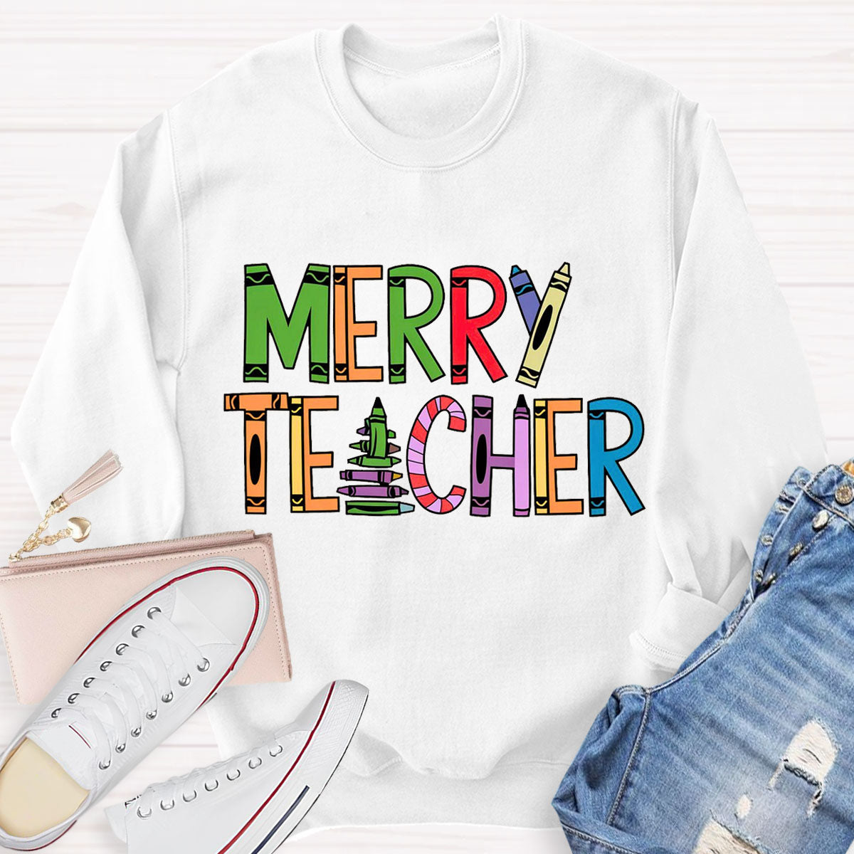 Cute Merry Christmas Teacher Sweatshirt