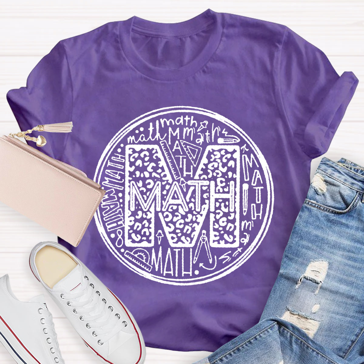 Multi-font Math Teacher T-Shirt