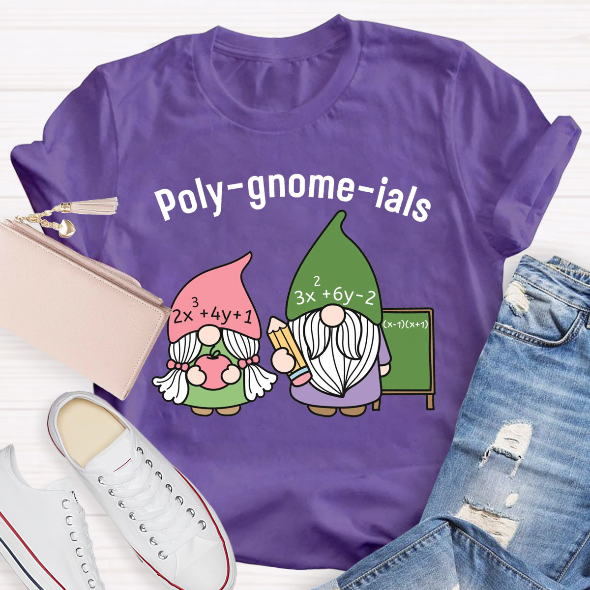 Funny Math Teacher Poly-gnome-ials Funny Gnome T-Shirt