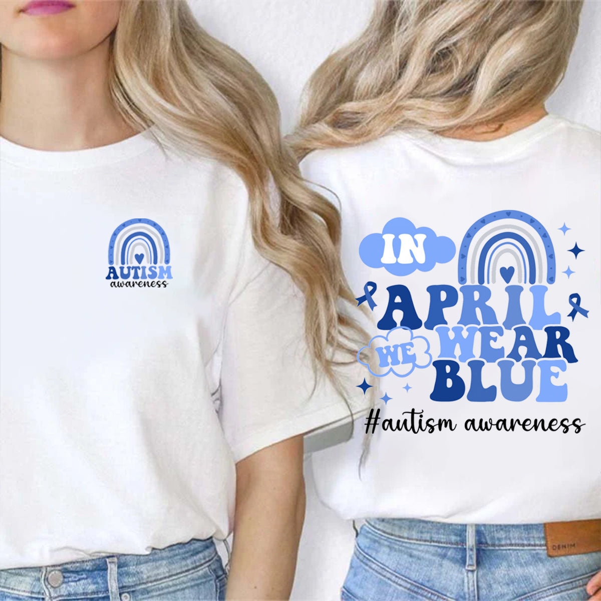 In April We Wear Blue Double Printed T-shirt