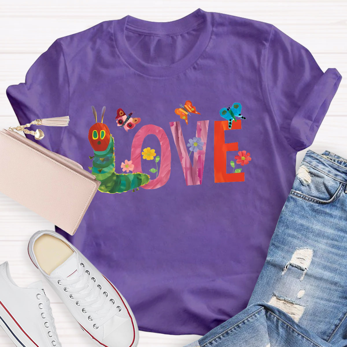 Caterpillar Butterfly Love Teacher T-Shirt