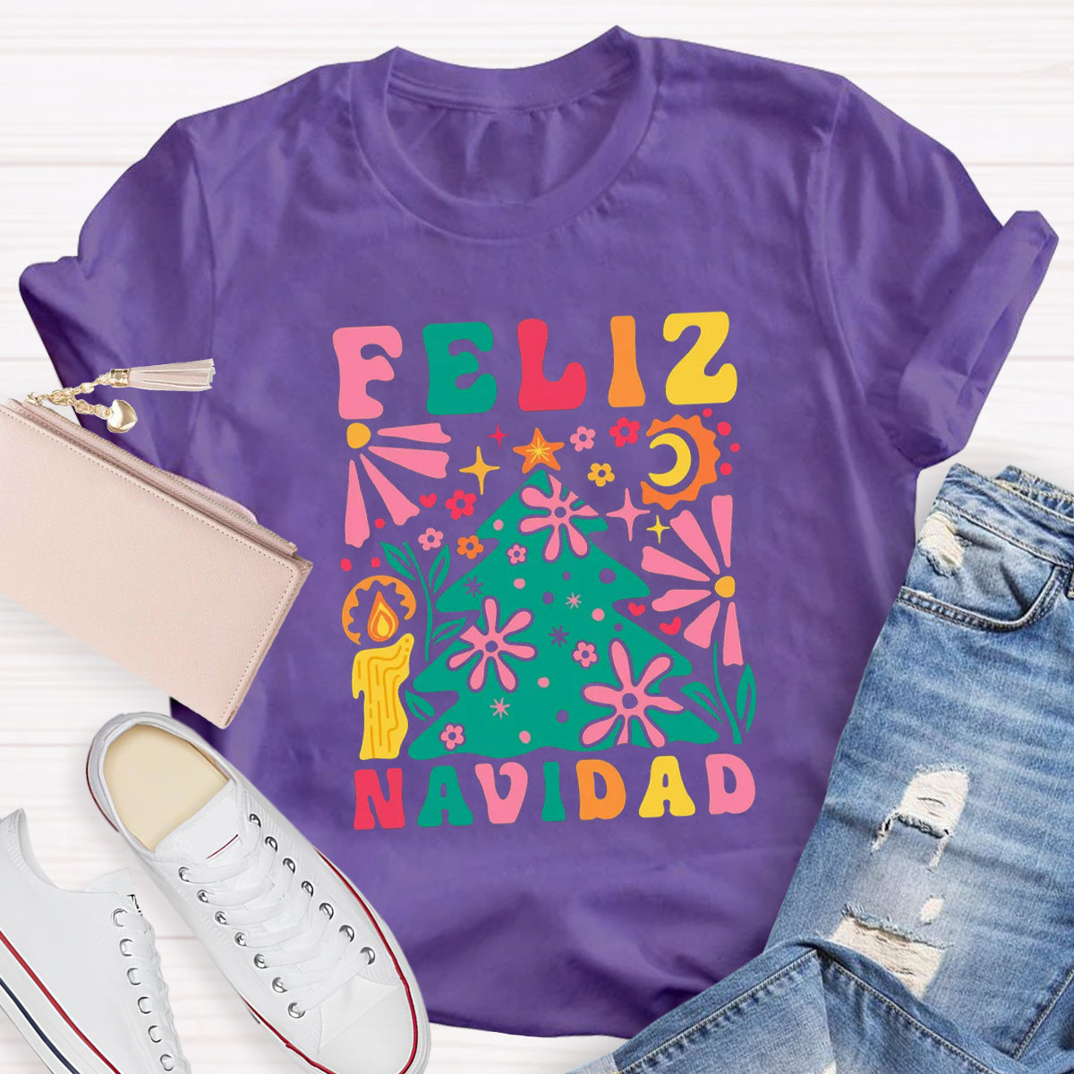 Feliz Navidad Spanish Christmas Teacher T-Shirt